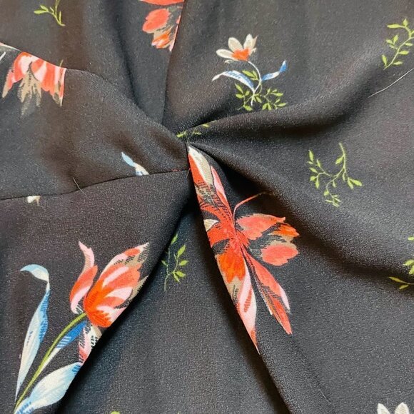 NWT Ann Taylor Dress Black Floral Twist Ruched 3/4 Sleeve Holiday Spring Easter - Picture 3 of 8